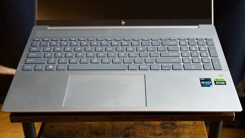 Close-up of the laptop's keyboard