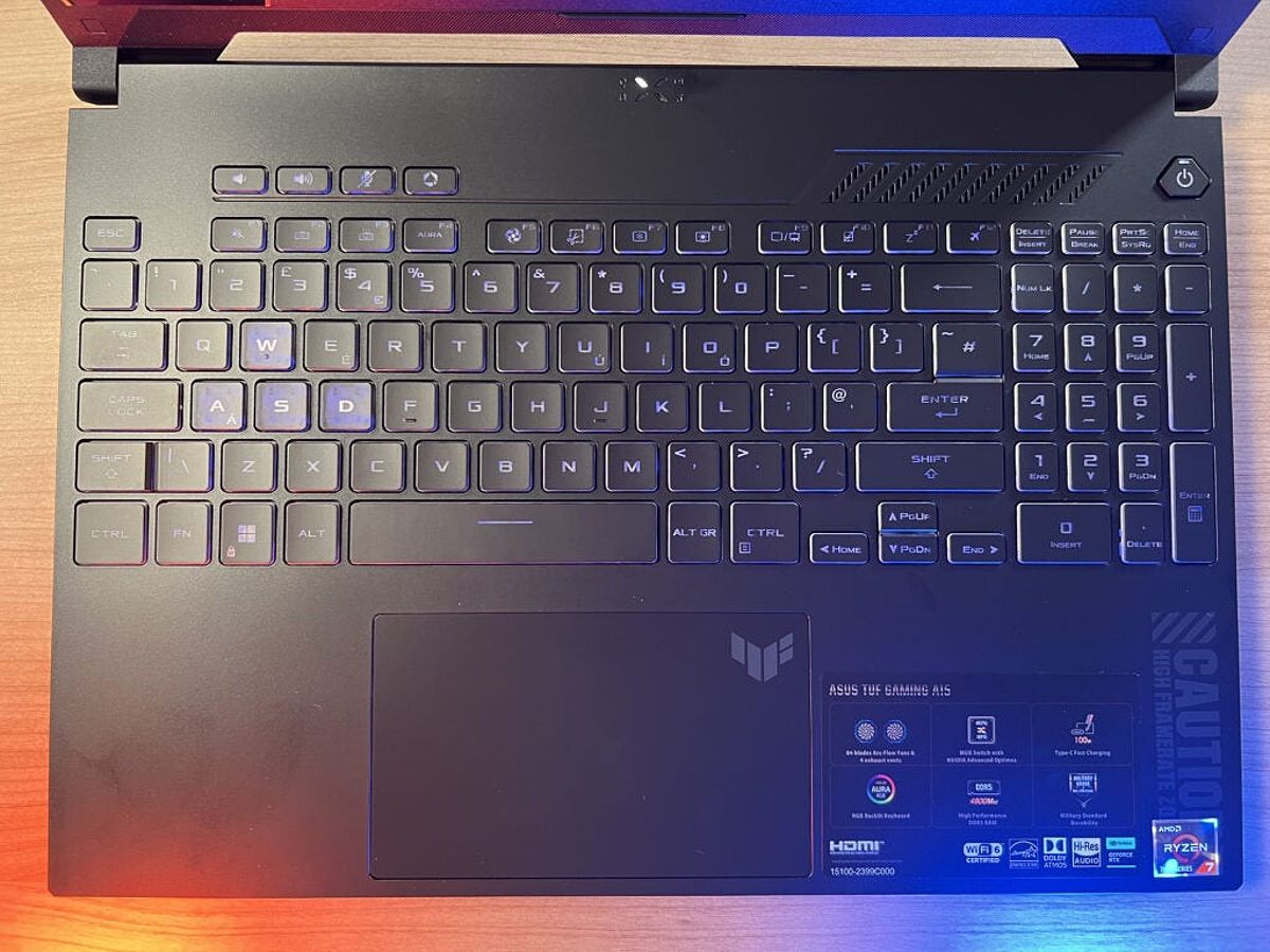 Keyboard on the TUF Gaming A15